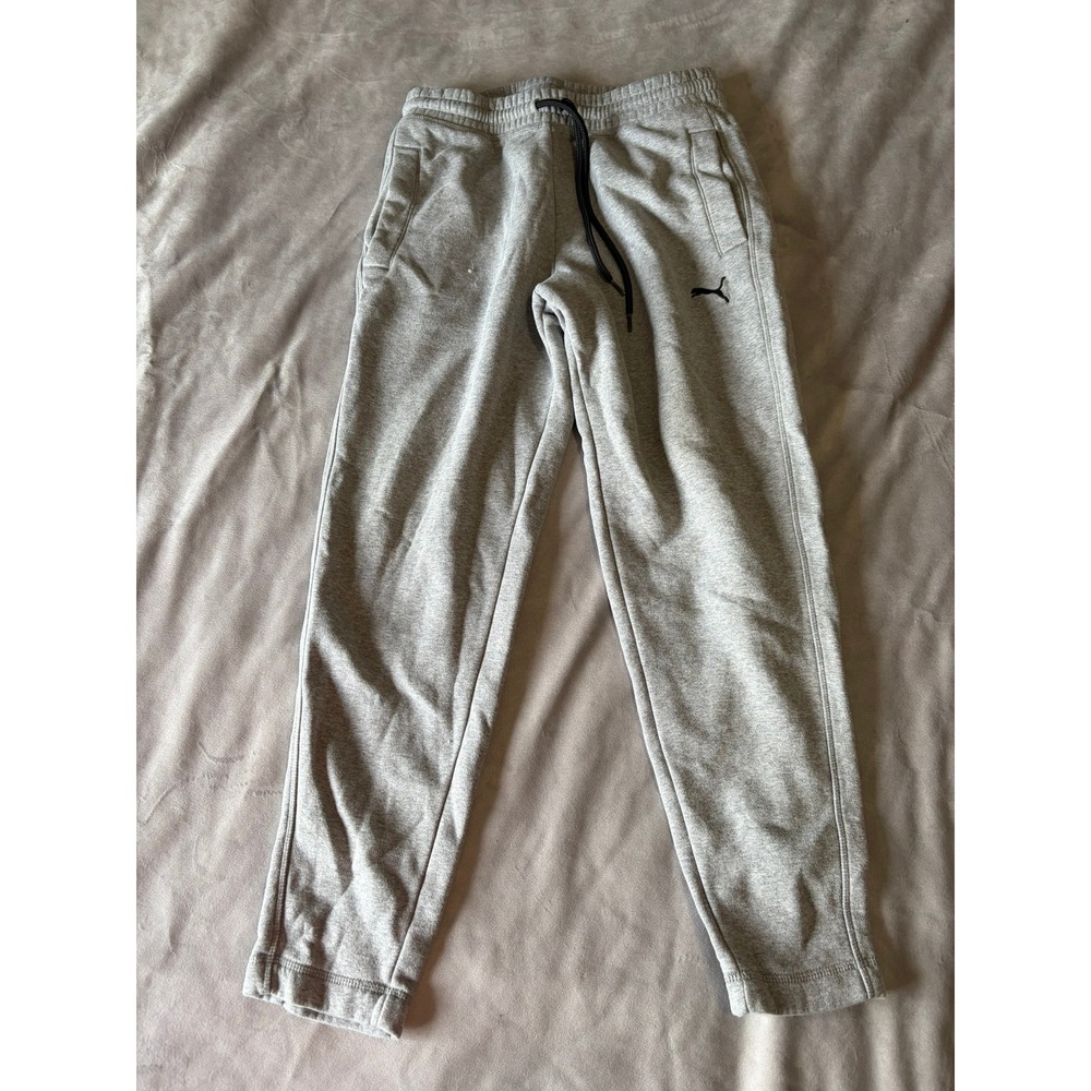 Puma Mens Fleece Lined Jogger Sweatpants Gray Elastic Waist Pockets Size Medium